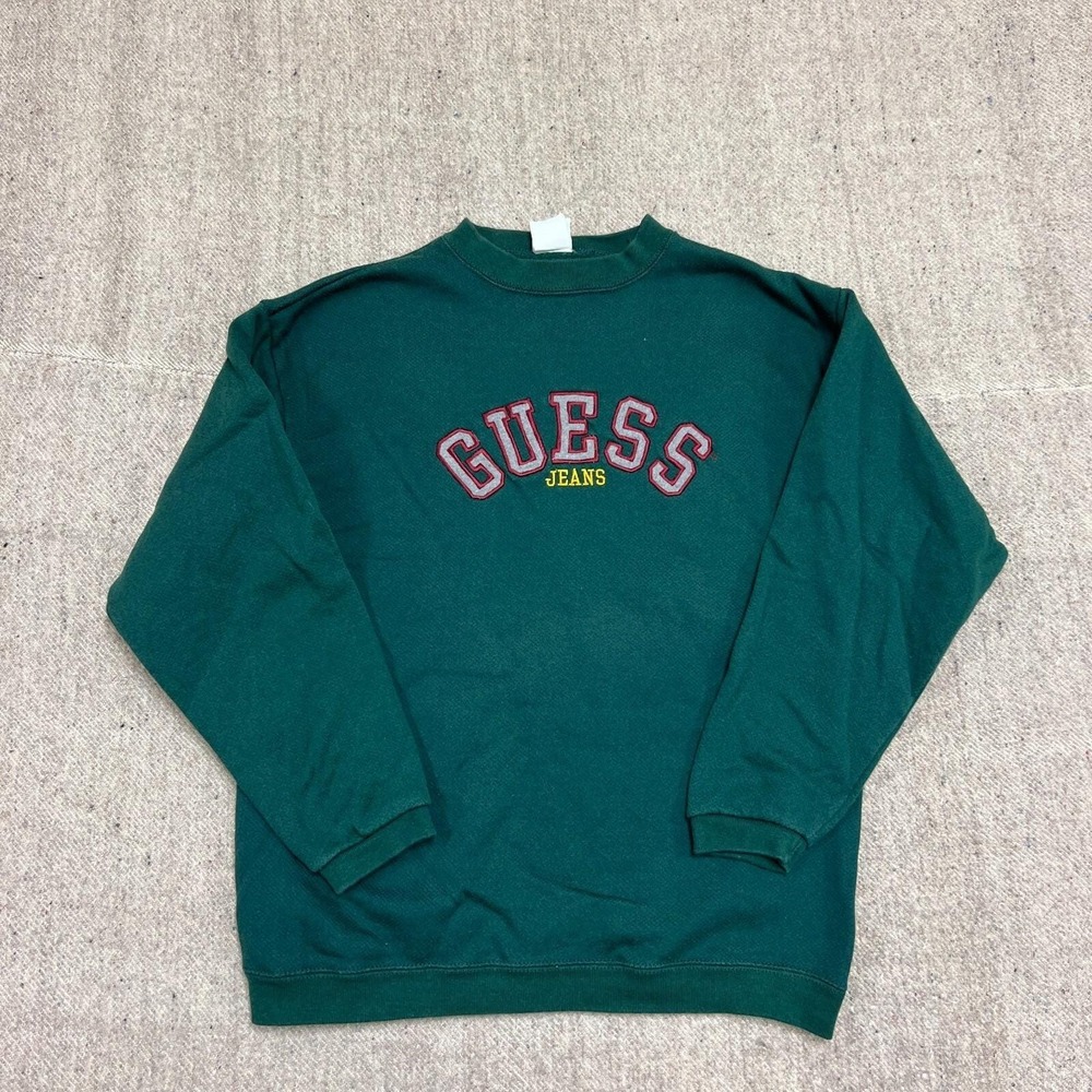 Vintage Guess Sweatshirt Mens Medium Green‎ 1990s USA